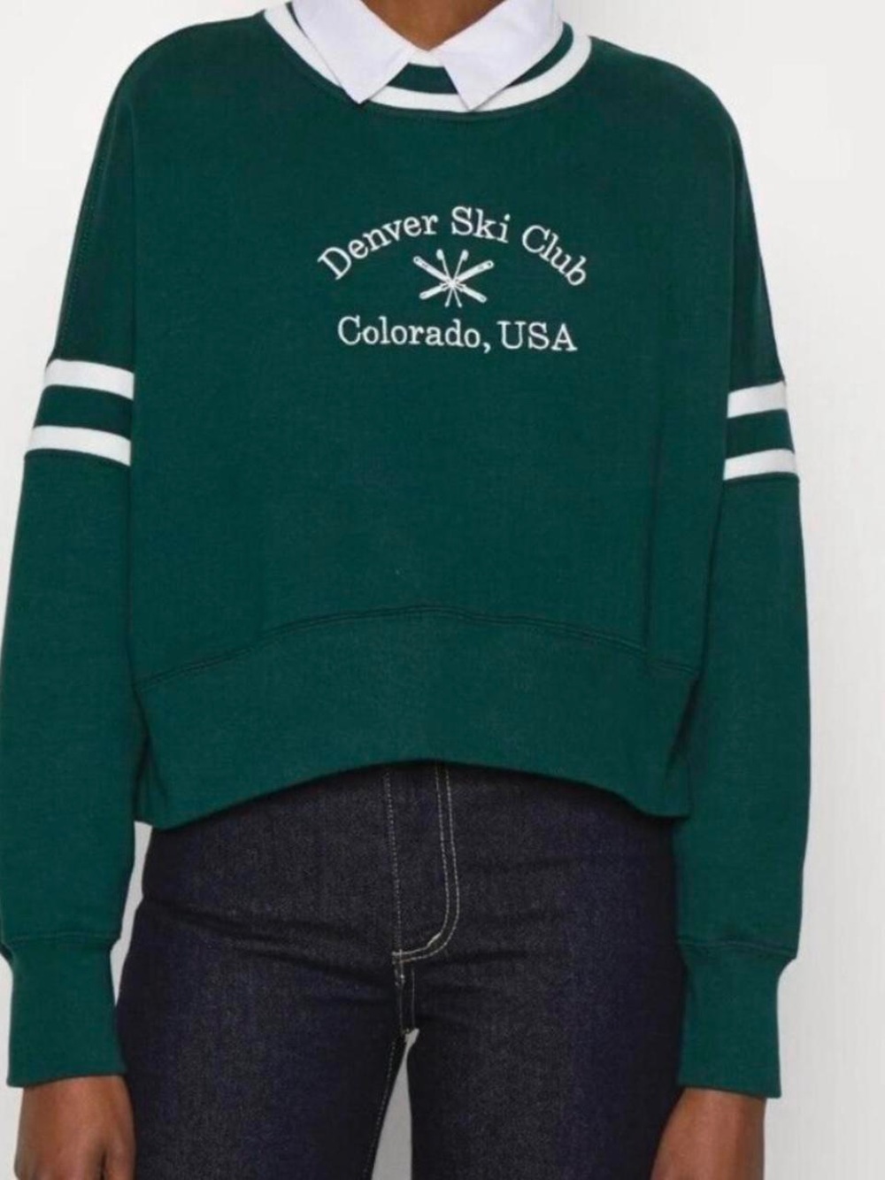 Denver Ski Club Green Cropped Sweatshirt